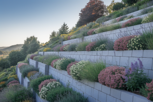 jardin-colline-terrasses-fleurs-verdure