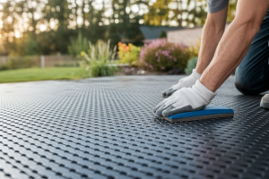 ouvrier-mains-outils-pavage-permeable