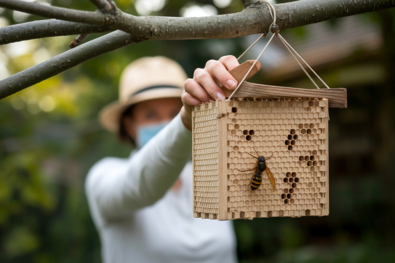 personne-dos-piege-frelon-asiatique-arbre