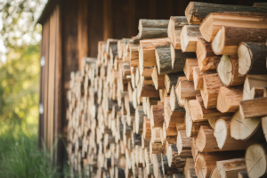 pile-bois-abri-texture-verdure