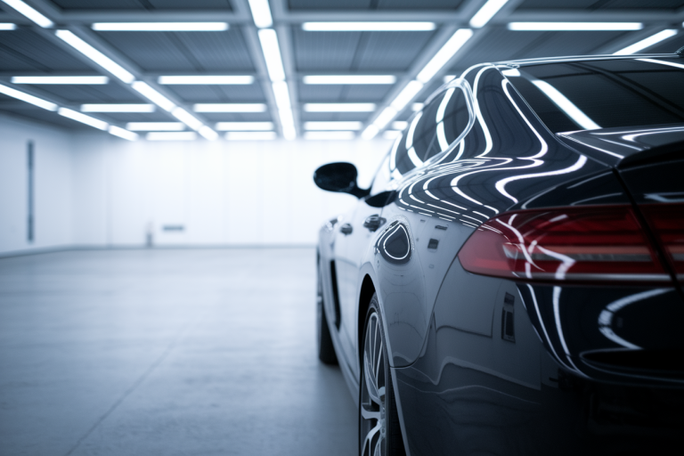 voiture-elegante-garage-spacieux-vue-laterale