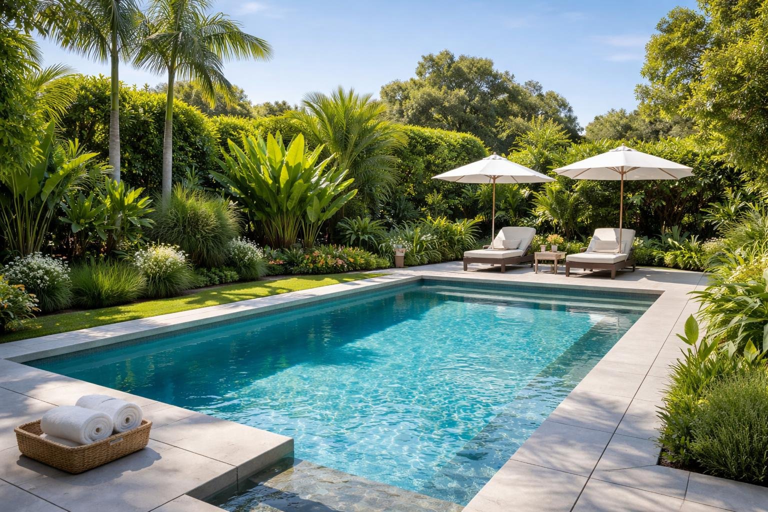 piscine-jardin-moderne-plantes-chaise-longue