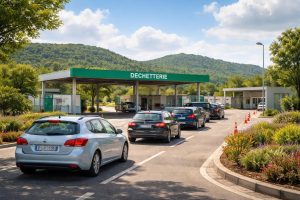 dechetterie-moderne-voitures-collines-ciel-nuageux