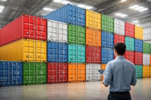 containers-colorés-entrepot-personne-tablette