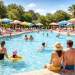 piscine-exterieure-chaises-parasols-familles