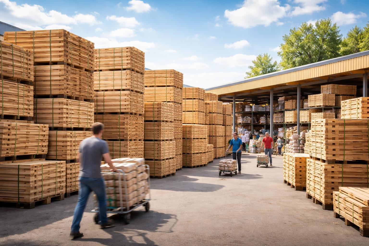 entrepot-palettes-bois-clients-chariots