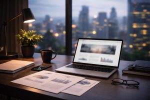 bureau-moderne-imprimes-ordinateur-portable