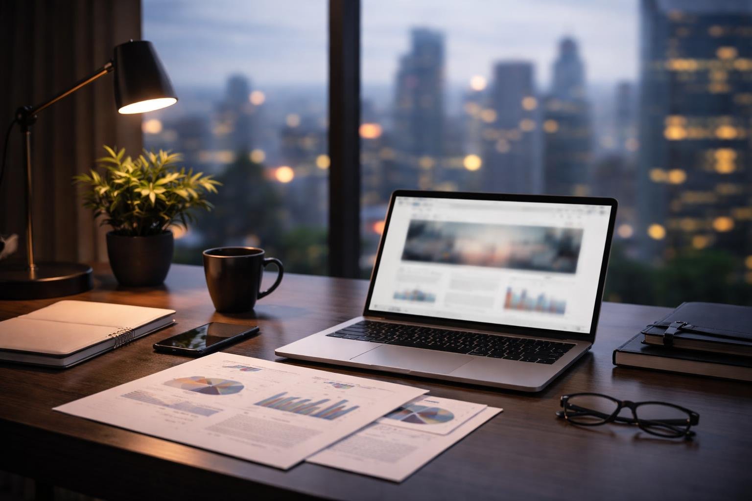 bureau-moderne-imprimes-ordinateur-portable