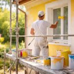 artisan-peintre-echafaudage-soleil-pots-peinture