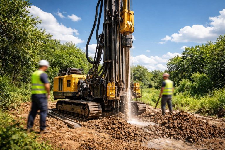 chantier-forage-machine-vegetation-terre
