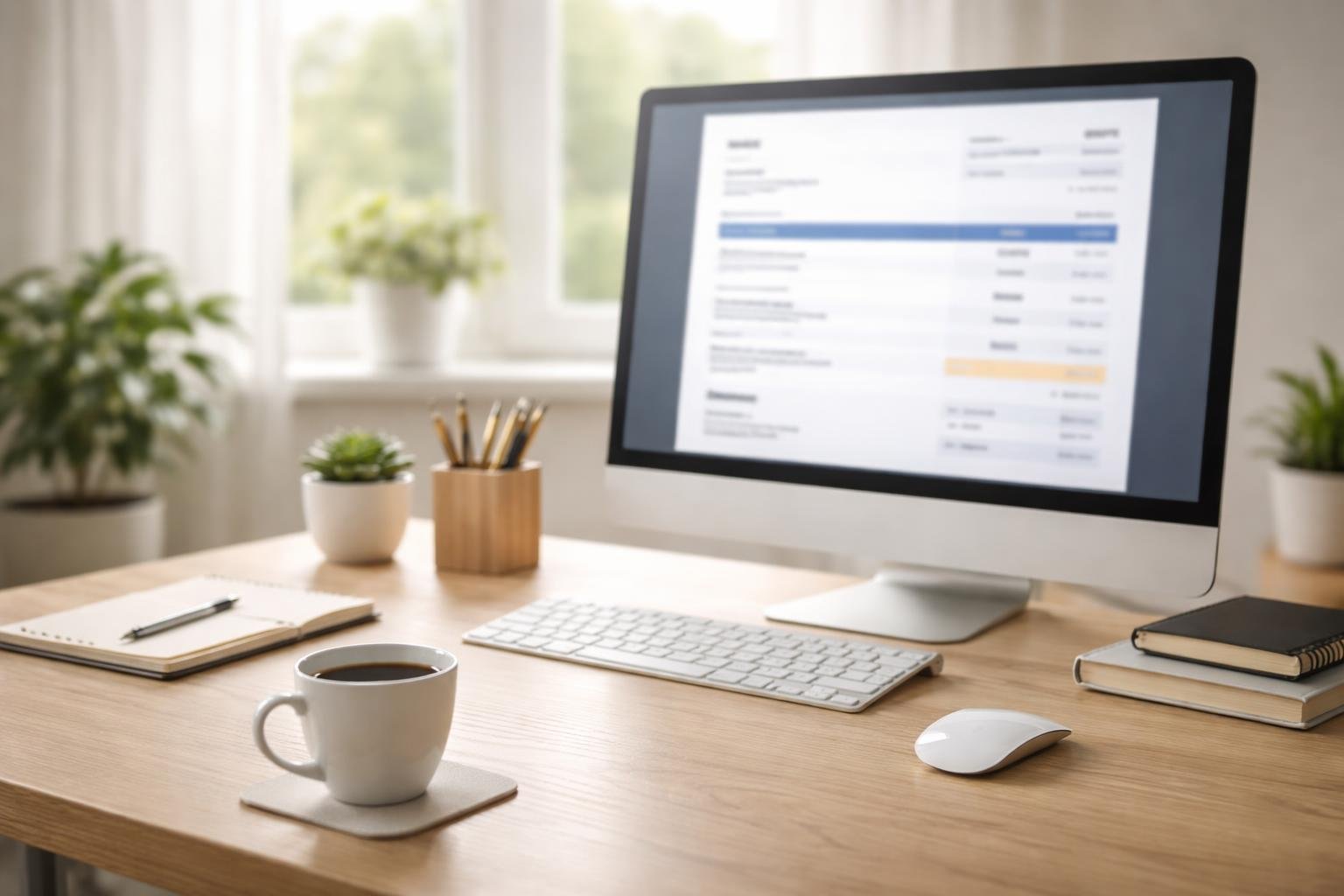 bureau-moderne-ordinateur-tasse-cafe
